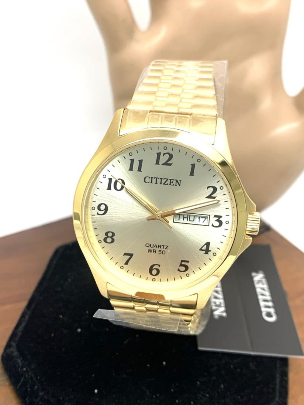 Citizen Men's Watch BF5002-99P Quartz Gold Dial Day Date Stainless Steel 37mm